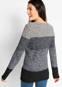 bonprix bonprix Jersey con patrón de rayas Gris oscuro jaspeado de rayas New
