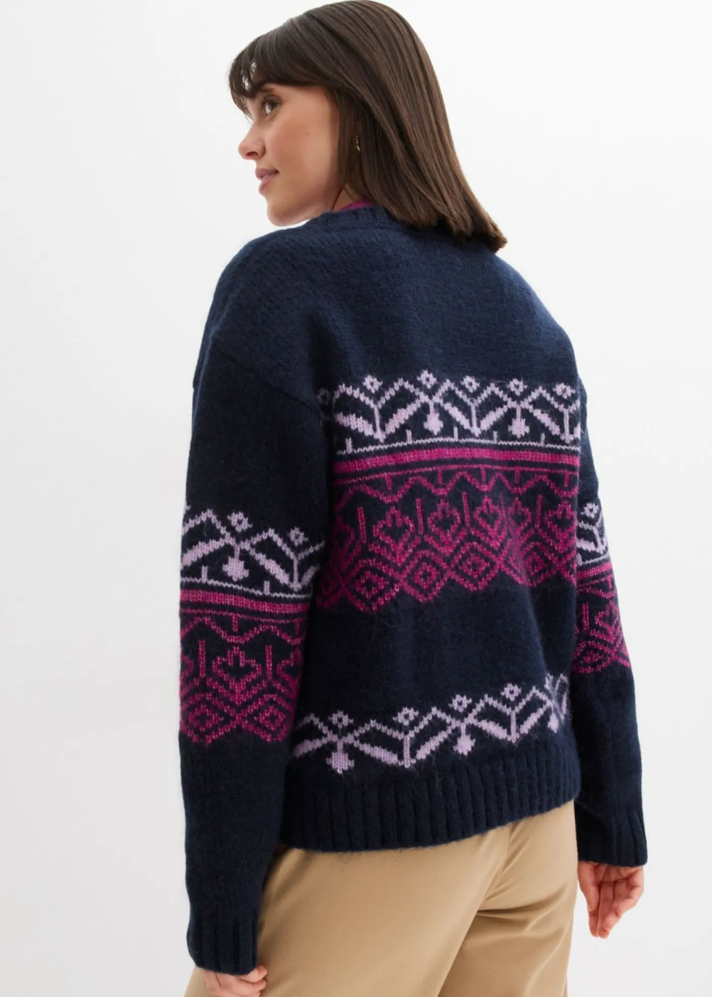 bonprix bonprix Jersey con patrón nórdico Azul marino Sale