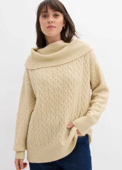 bonprix bonprix Jersey con patrón trenzado Arena claro Discount