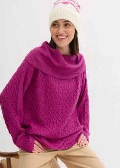 bonprix bonprix Jersey con patrón trenzado Fucsia oscuro Best
