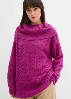 bonprix bonprix Jersey con patrón trenzado Fucsia oscuro Best