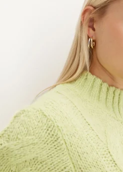bonprix bonprix Jersey con patrón trenzado Verde menta