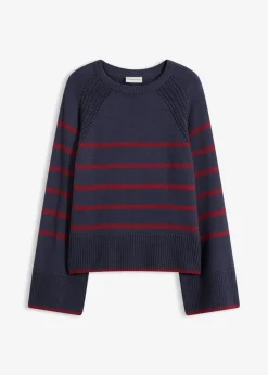 bonprix bonprix Jersey con rayas en contraste Azul marino/rojo rubí de rayas Best