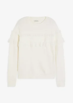 bonprix bonprix Jersey con volantes Blanco lana New