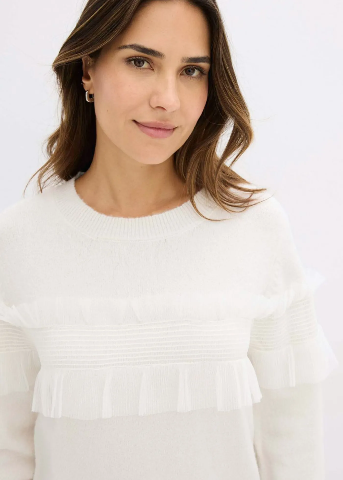 bonprix bonprix Jersey con volantes Blanco lana New