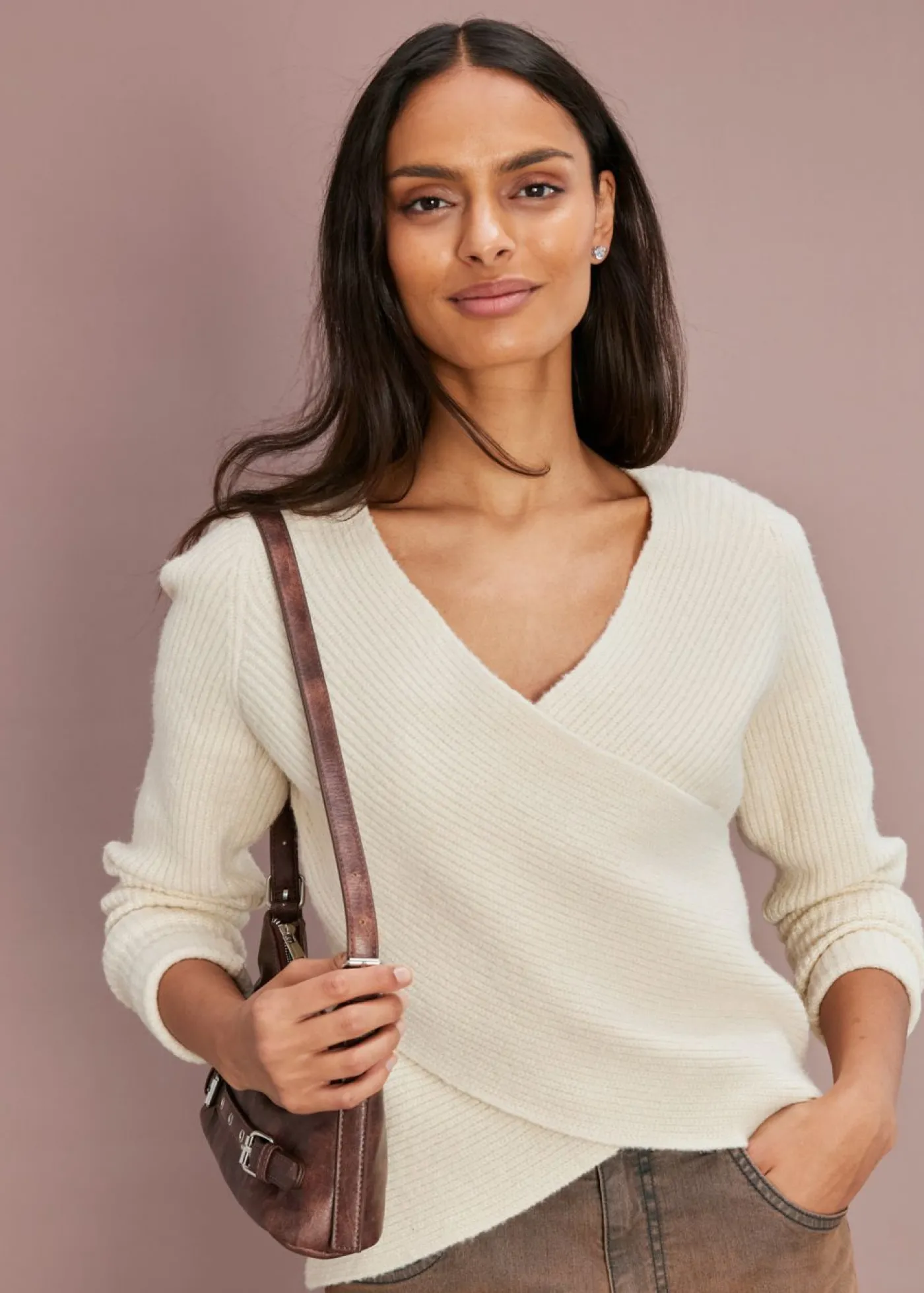 bonprix bonprix Jersey cruzado Beige natural Outlet