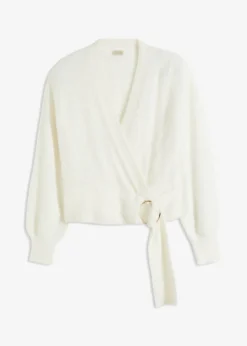 bonprix bonprix Jersey cruzado con accesorio Blanco lana New