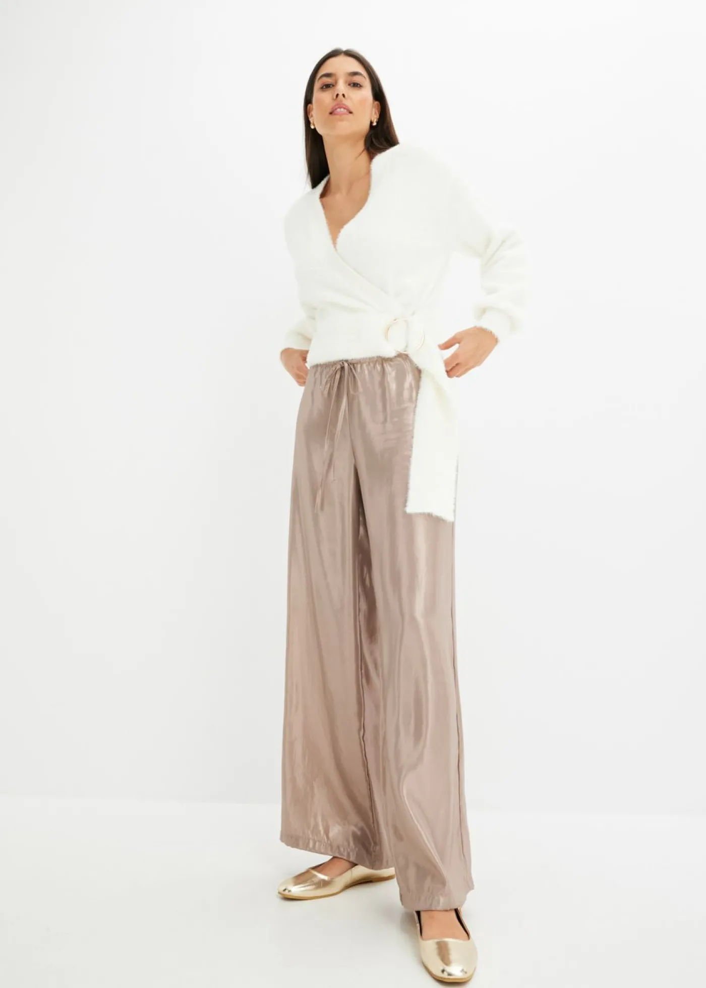 bonprix bonprix Jersey cruzado con accesorio Blanco lana New