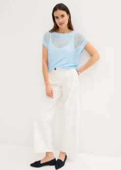 bonprix bonprix Jersey de ajour con hilo brillante azul pálido Sale
