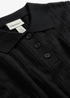 bonprix bonprix Jersey de ajour con mezcla de seda Negro Online