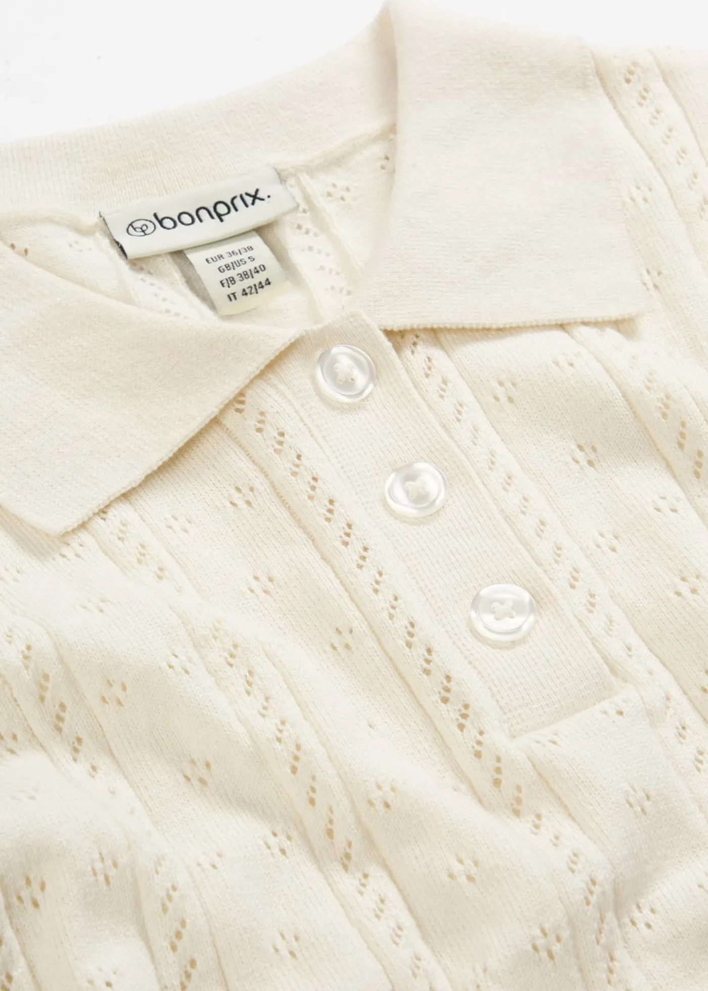 bonprix bonprix Jersey de ajour con mezcla de seda Blanco Outlet