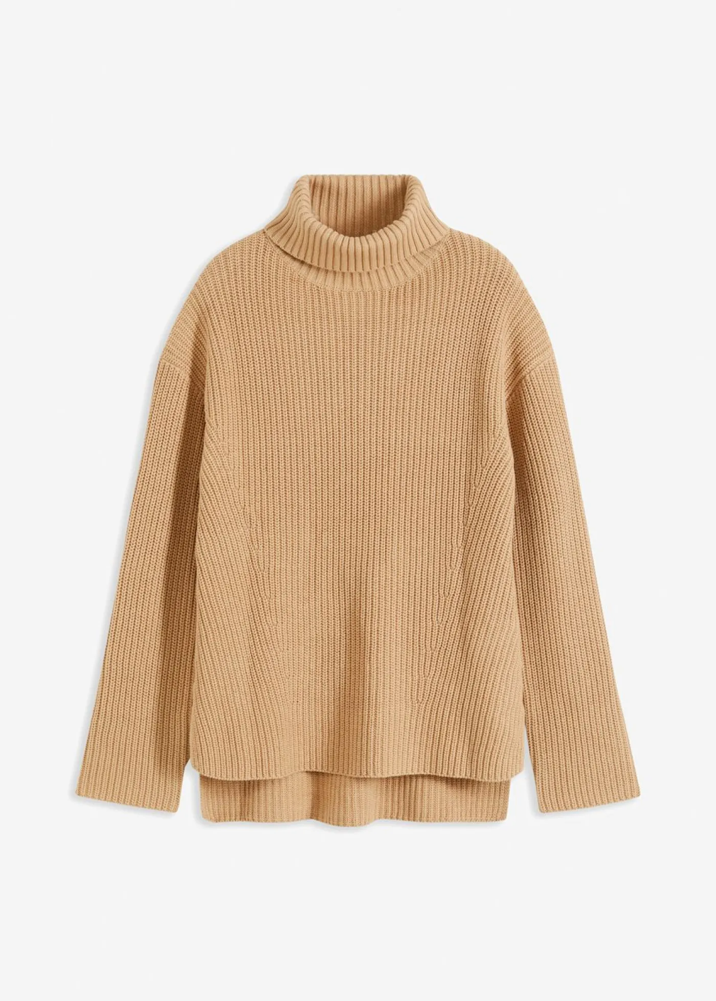 bonprix bonprix Jersey de algodón puro con cuello vuelto Café con leche Sale