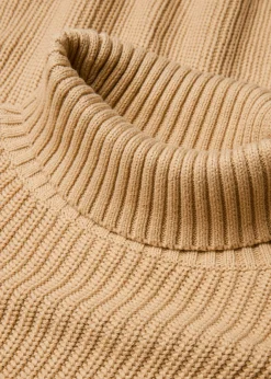 bonprix bonprix Jersey de algodón puro con cuello vuelto Café con leche Sale
