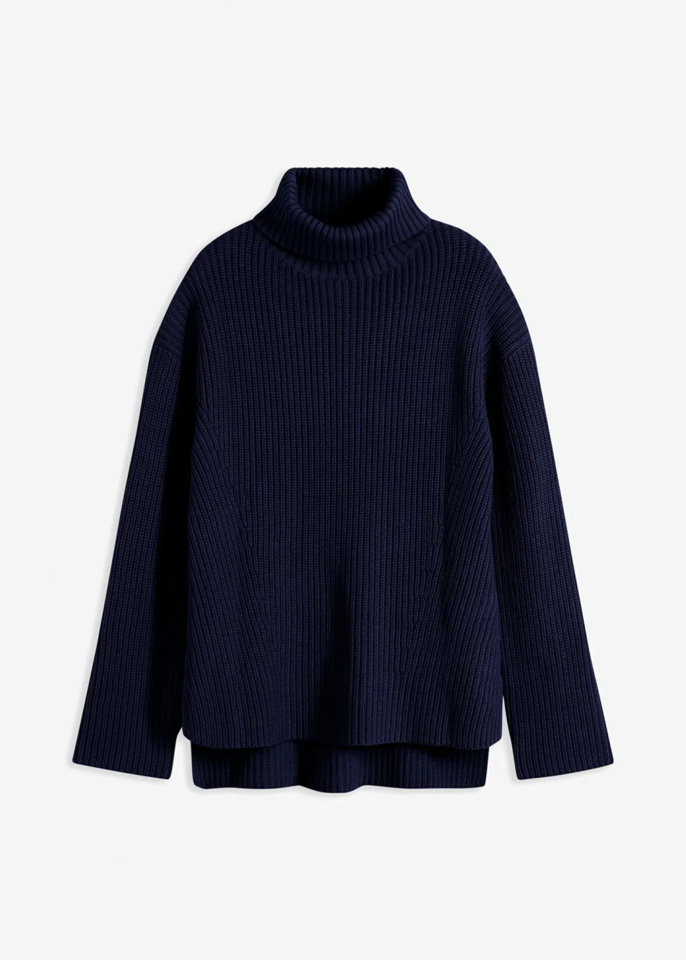 bonprix bonprix Jersey de algodón puro con cuello vuelto Azul marino Discount