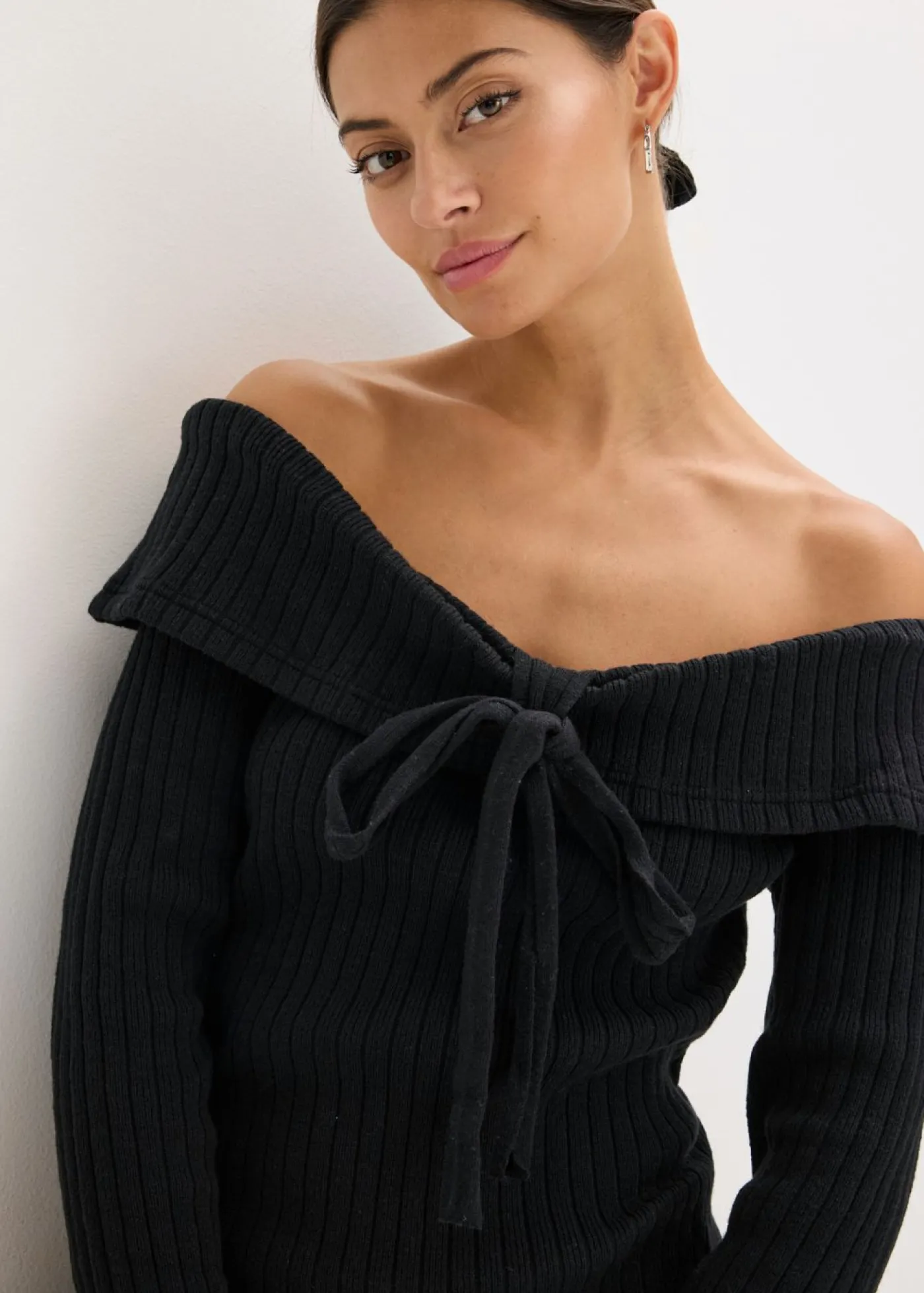 bonprix bonprix Jersey de canalé Negro Online