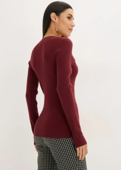 bonprix bonprix Jersey de canalé con viscosa Rojo rubí Discount