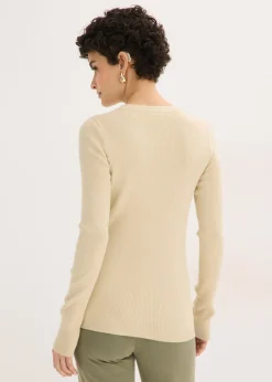 bonprix bonprix Jersey de canalé con viscosa Arena claro New