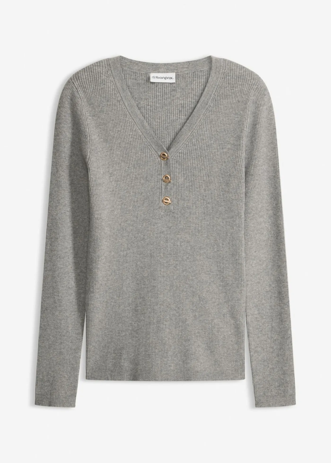 bonprix bonprix Jersey de canalé con viscosa Gris jaspeado Clearance