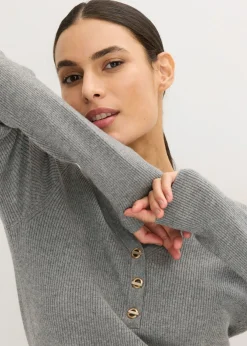 bonprix bonprix Jersey de canalé con viscosa Gris jaspeado Clearance