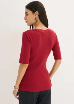 bonprix bonprix Jersey de canalé de manga corta con viscosa Cereza Hot