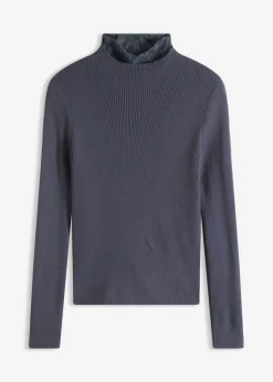 bonprix bonprix Jersey de canalé de mezcla de viscosa fluida Azul oscuro