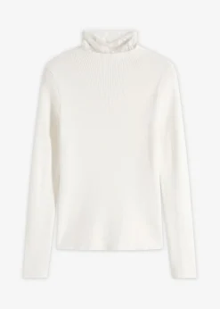 bonprix bonprix Jersey de canalé de mezcla de viscosa fluida Blanco lana Best