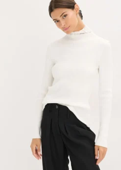 bonprix bonprix Jersey de canalé de mezcla de viscosa fluida Blanco lana Best
