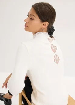 bonprix bonprix Jersey de canalé de mezcla de viscosa fluida Blanco lana Best