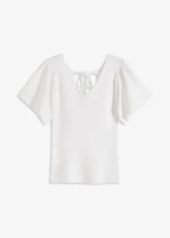 bonprix bonprix Jersey de canalé de mezcla de viscosa Blanco Clearance
