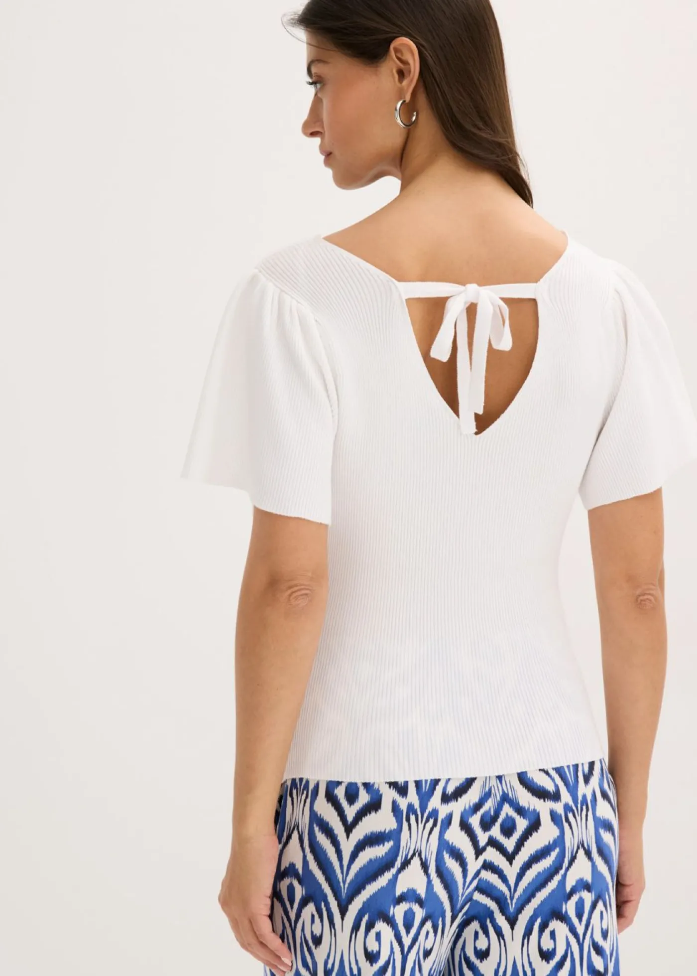 bonprix bonprix Jersey de canalé de mezcla de viscosa Blanco Clearance