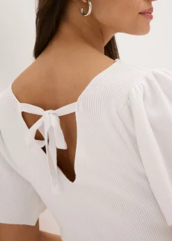 bonprix bonprix Jersey de canalé de mezcla de viscosa Blanco Clearance