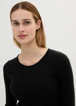 bonprix bonprix Jersey de canalé en lana merina Negro Outlet