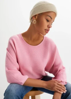bonprix bonprix Jersey de canalé oversize de mezcla de viscosa Rosa Hot