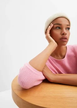 bonprix bonprix Jersey de canalé oversize de mezcla de viscosa Rosa Hot