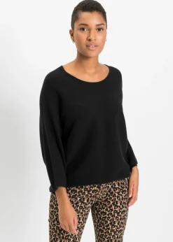 bonprix bonprix Jersey de canalé oversize de mezcla de viscosa Negro Hot