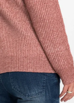 bonprix bonprix Jersey de corte holgado con botones Rosa oscuro jaspeado Outlet