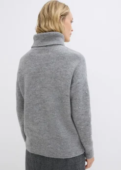 bonprix bonprix Jersey de cuello alto Gris jaspeado Discount