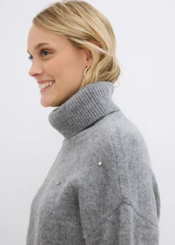 bonprix bonprix Jersey de cuello alto Gris jaspeado Discount