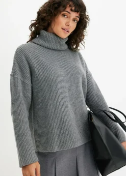 bonprix bonprix Jersey de cuello alto Gris jaspeado
