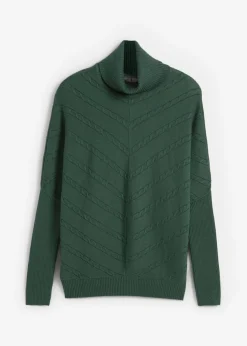 bonprix bonprix Jersey de cuello alto Verde oscuro Clearance