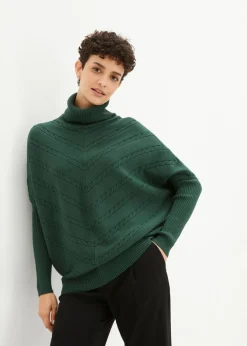 bonprix bonprix Jersey de cuello alto Verde oscuro Clearance
