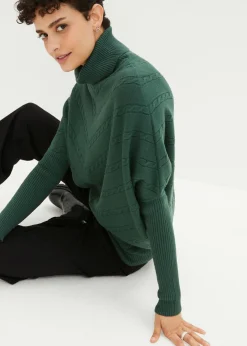 bonprix bonprix Jersey de cuello alto Verde oscuro Clearance