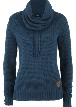 bonprix bonprix Jersey de cuello alto con cordones Azul marino Discount
