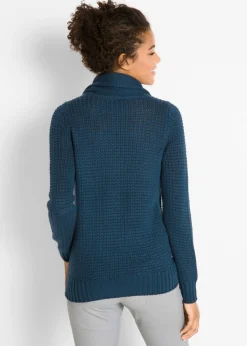 bonprix bonprix Jersey de cuello alto con cordones Azul marino Discount