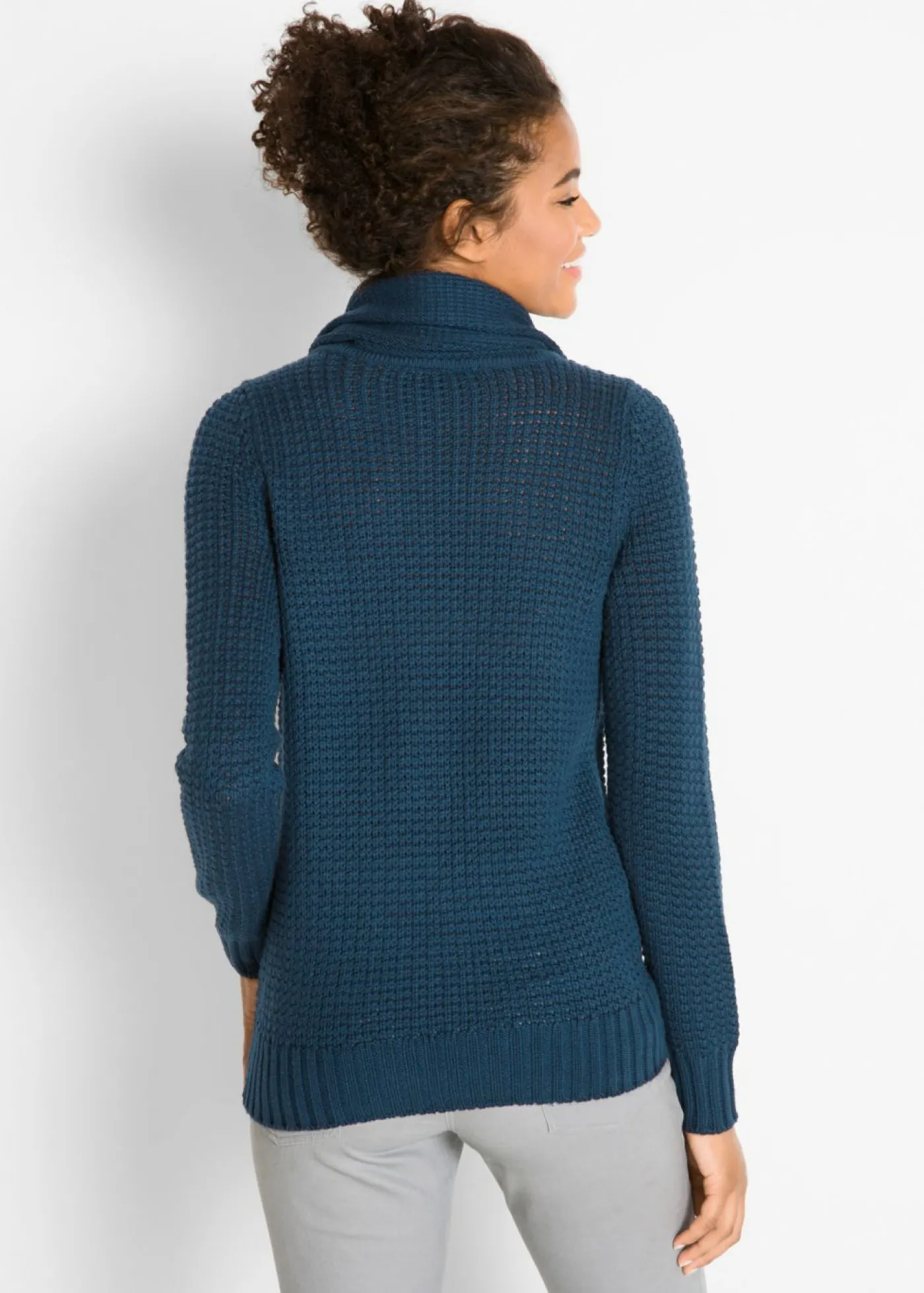 bonprix bonprix Jersey de cuello alto con cordones Azul marino Discount