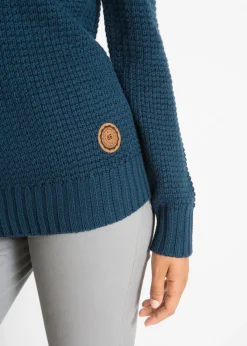 bonprix bonprix Jersey de cuello alto con cordones Azul marino Discount