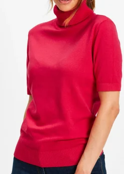 bonprix bonprix Jersey de cuello alto y manga corta Granate Online