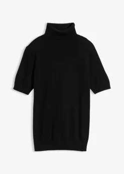 bonprix bonprix Jersey de cuello alto y manga corta Negro Sale