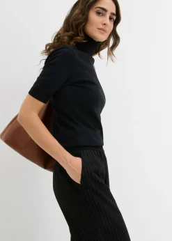 bonprix bonprix Jersey de cuello alto y manga corta Negro Sale
