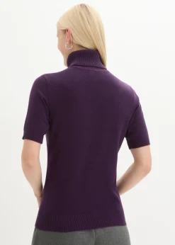 bonprix bonprix Jersey de cuello alto y manga corta Lila oscuro Sale